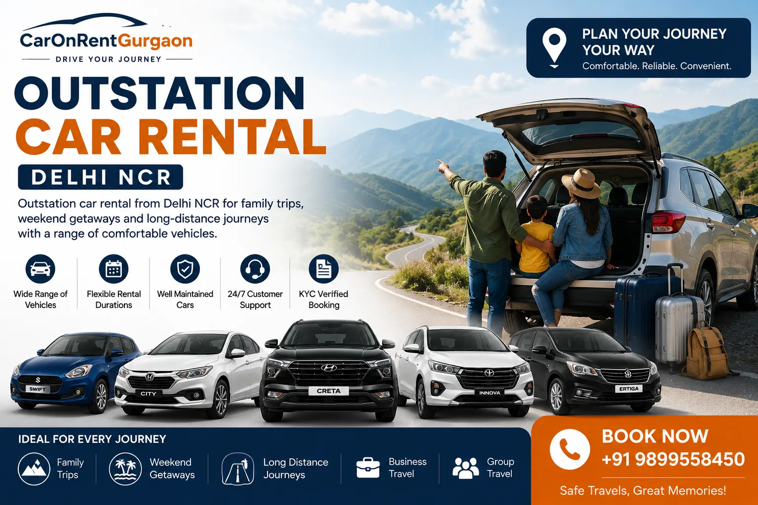 Outstation Car Rental in Gurgaon